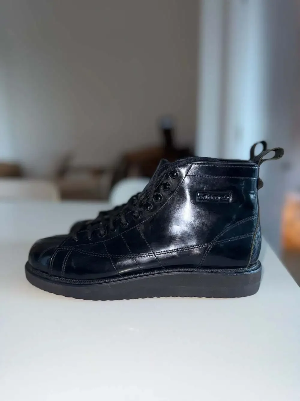 Adidas Superstar Boot CG6458 Black Patent Leather Size 8.5